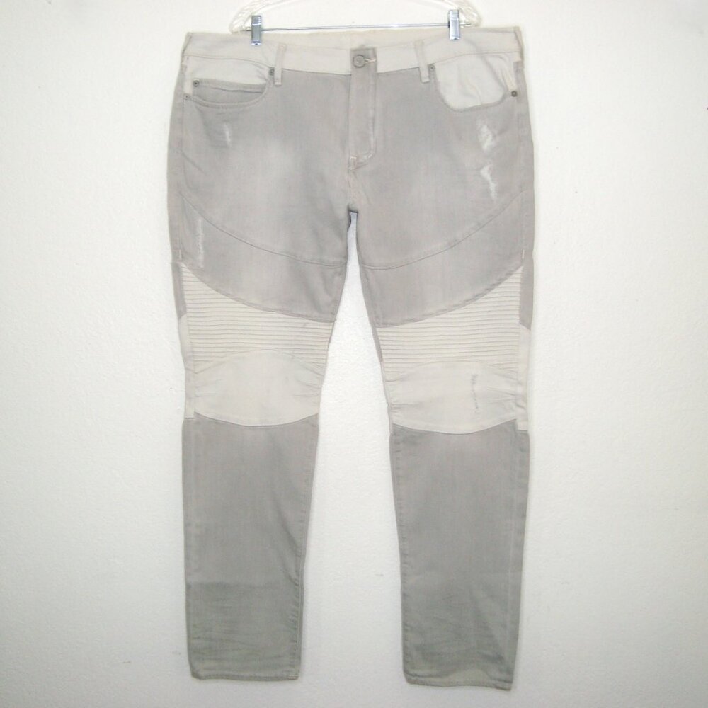 True Religion Men's Button Fly Rocco Relaxed Skinny Moto Jeans Size 42